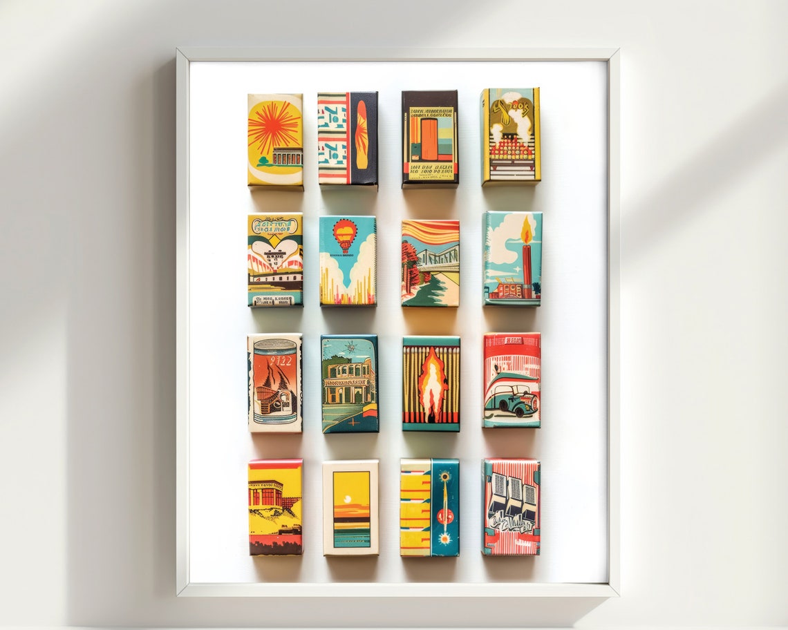 Vintage Matchbox Labels Retro Travel Ephemera Collage Poster - Image 2