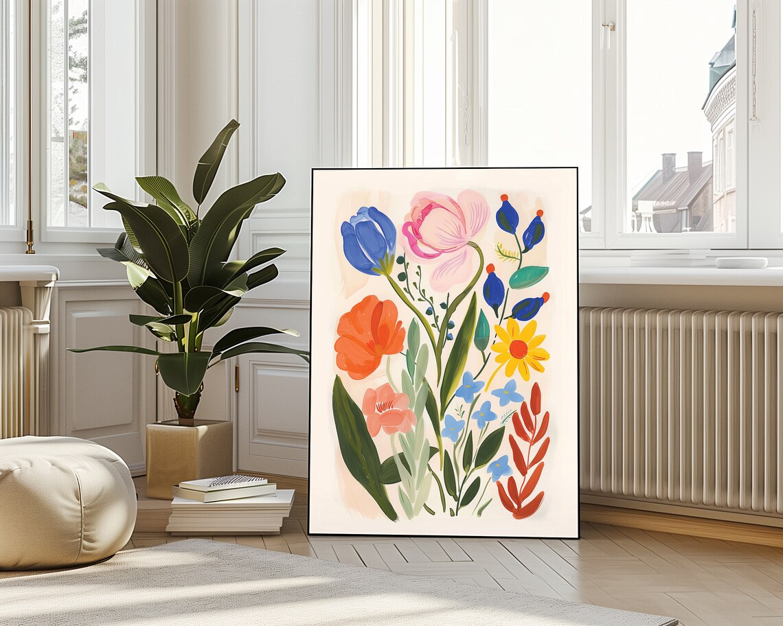 Colorful Wildflower Blossom Bouquet Painterly Floral Wall Art - Image 4