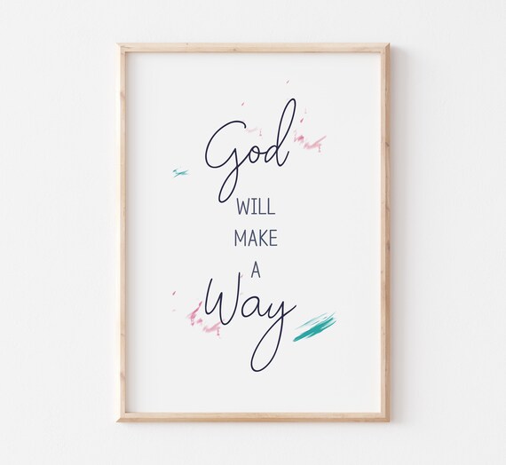 God Will Make A Way Brush Script Faith Encouragement Typography Wall Art