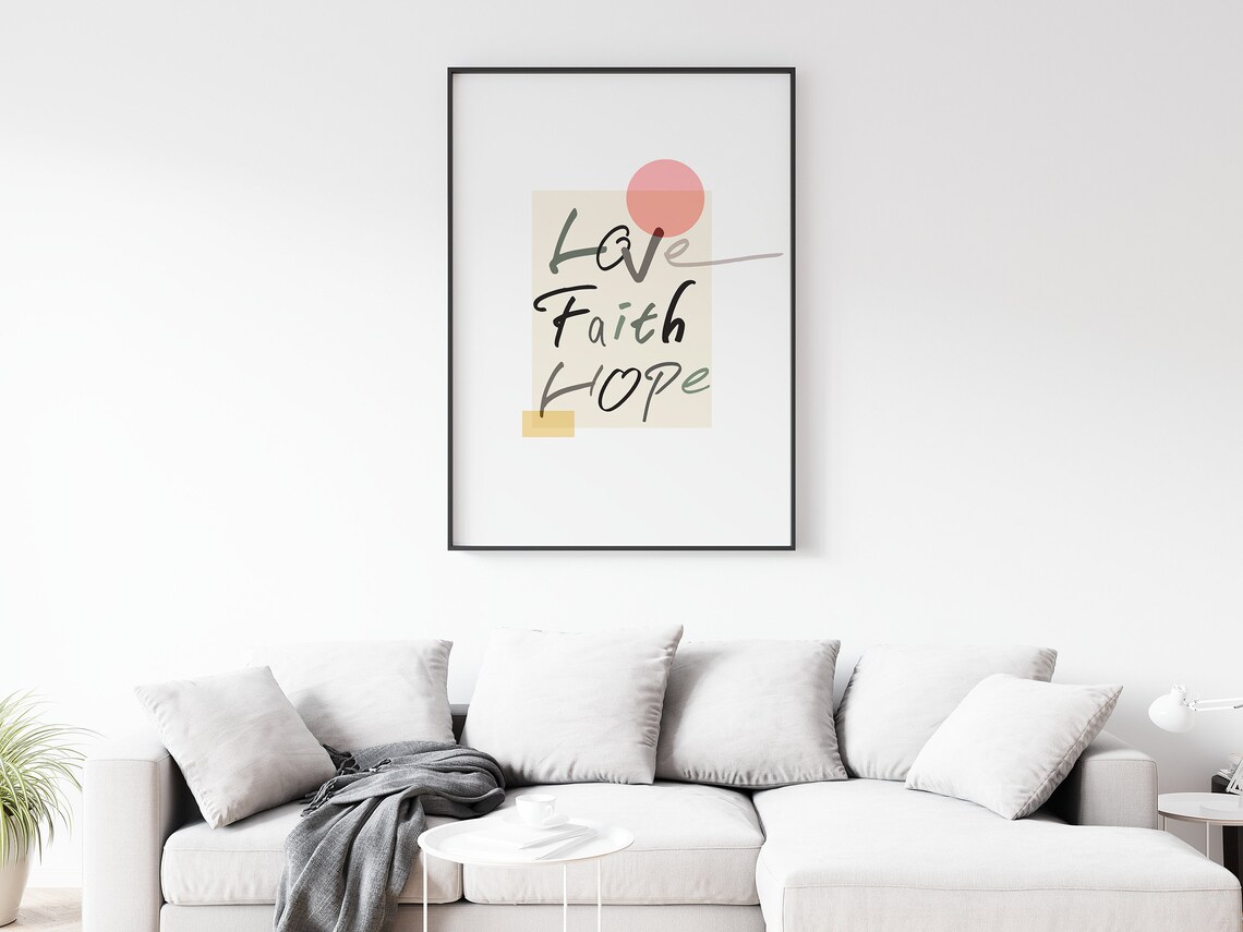Love Faith Hope Typography Minimalist Christian Faith Wall Art - Image 2