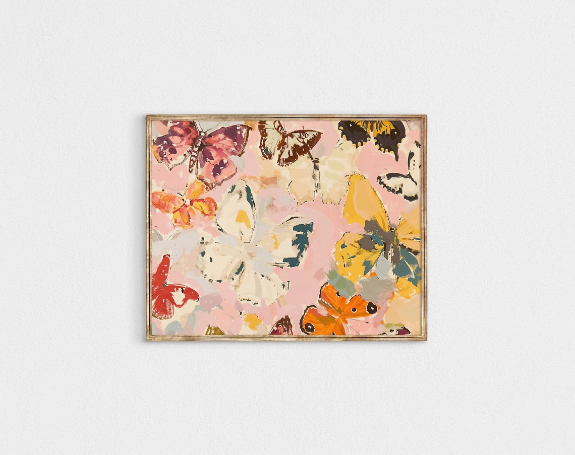 Pastel Butterflies Colorful Collage Art Bright Nursery Wall Poster - Image 2