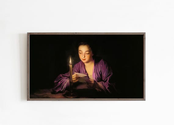 Frame Tv Art Valentines Day Moody Purple Painting Romantic Antique Screensaver