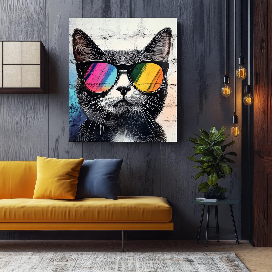 Funny Cat With Sunglasses, Retro Graffiti Style - Image 4
