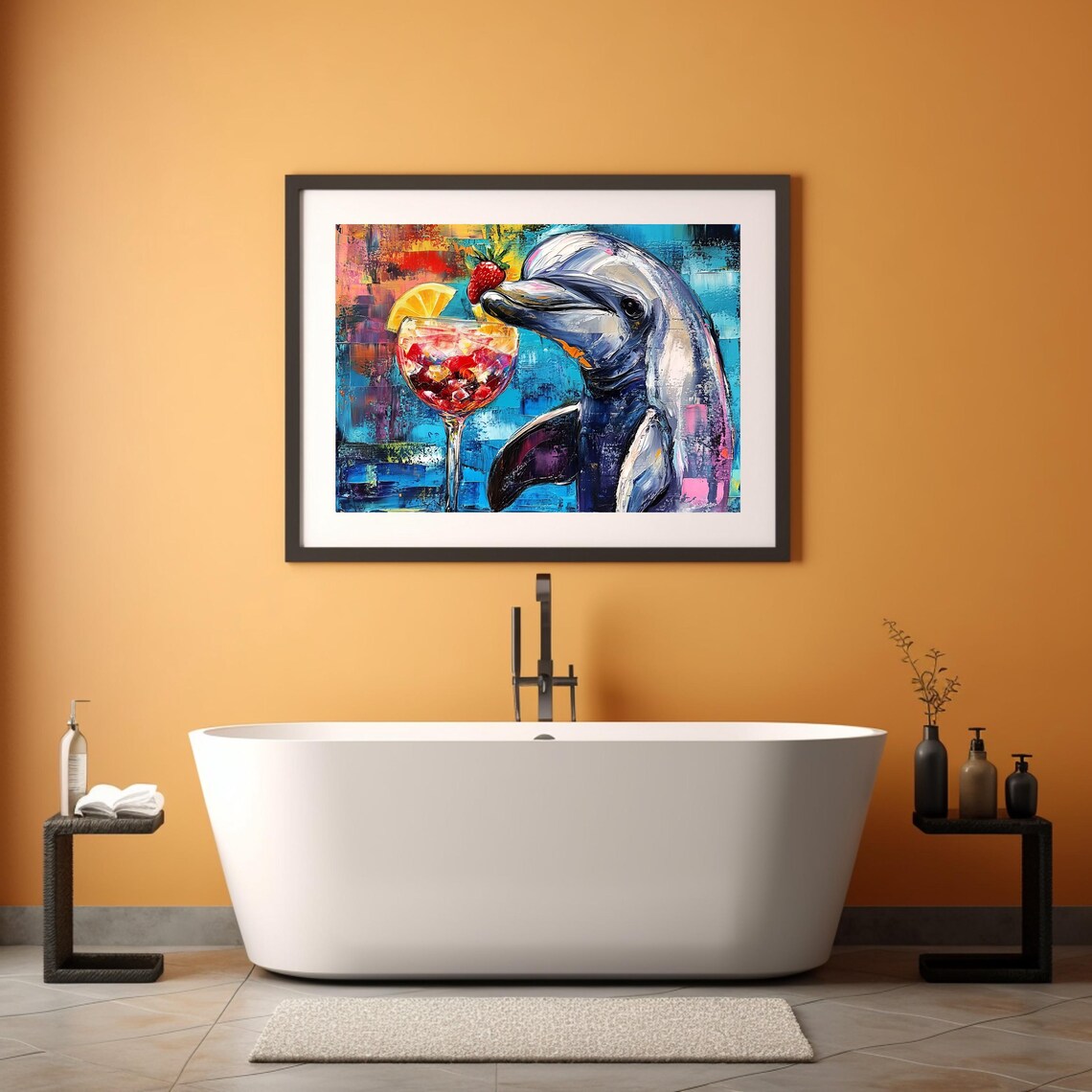Dolphin Cocktail Beach Poster, Tropical Vibe - Image 4