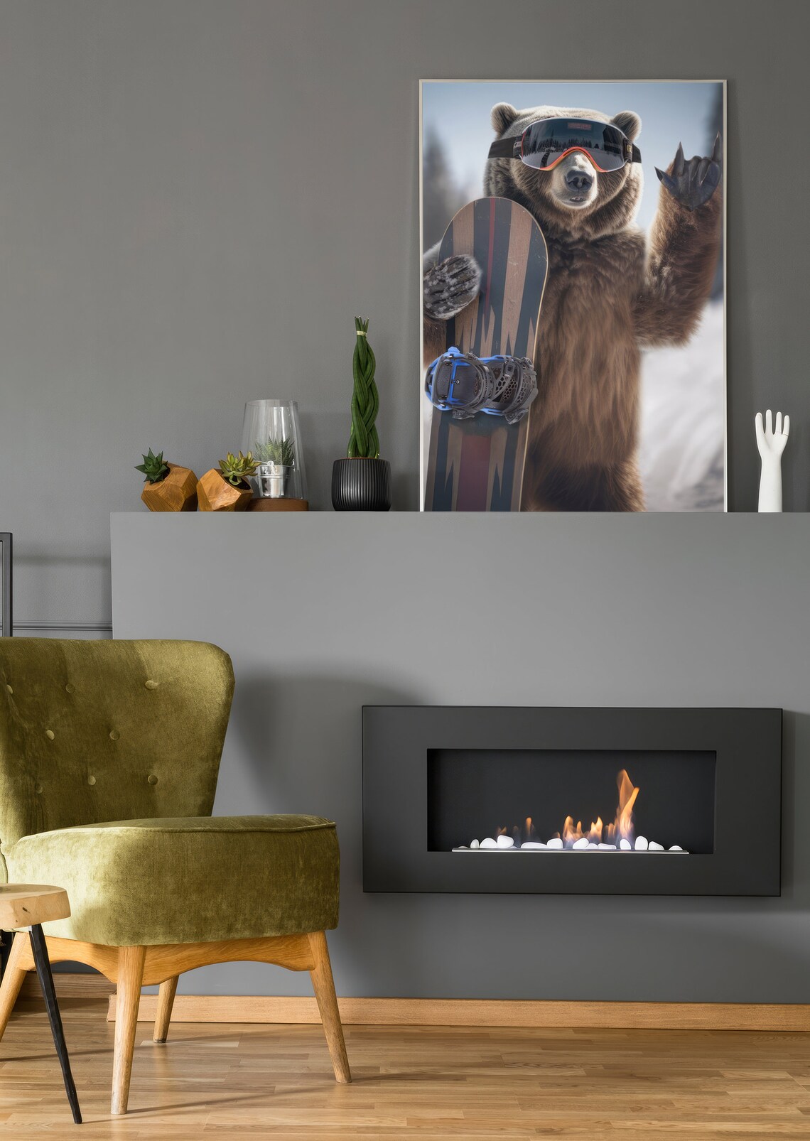 Bear Print, Funny Snowboard Winter Sport Poster - Image 2