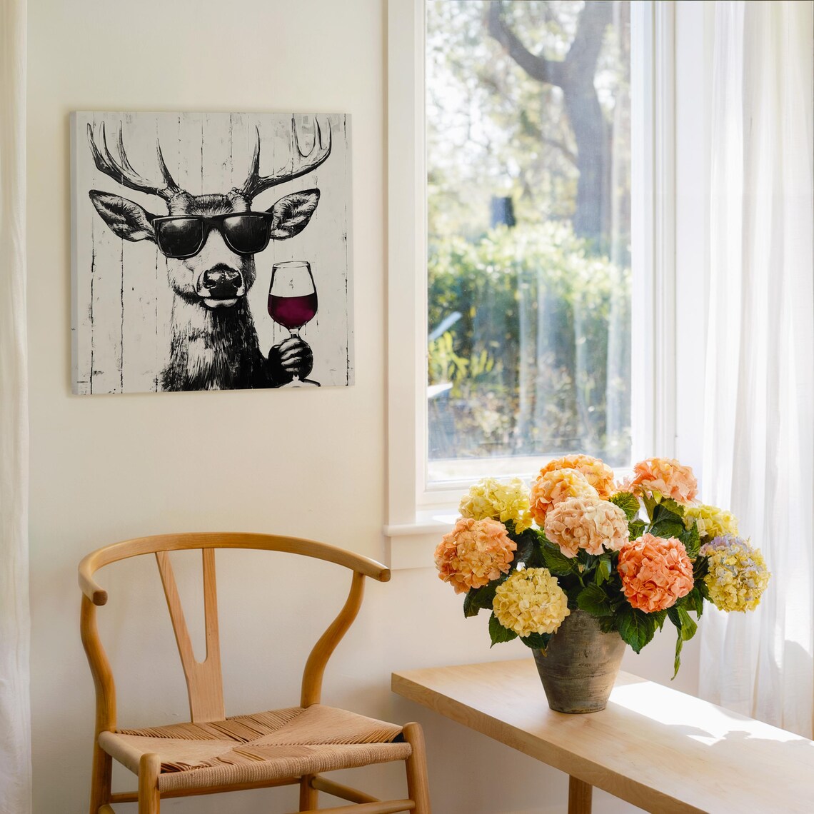 Deer Drinking Red Wine, Funny Dining Room Poster - Image 2