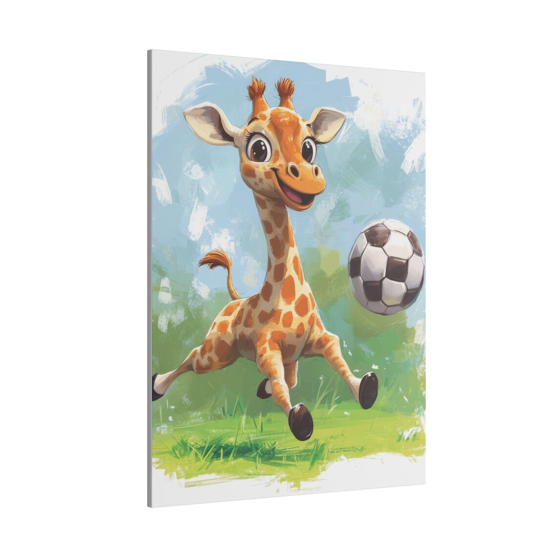 Giraffe Playing Soccer, Cute Nursery Art Print - Image 3