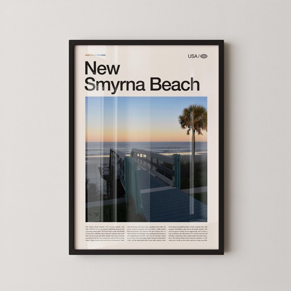 New Smyrna Beach Florida Ocean Boardwalk Photography Travel Poster