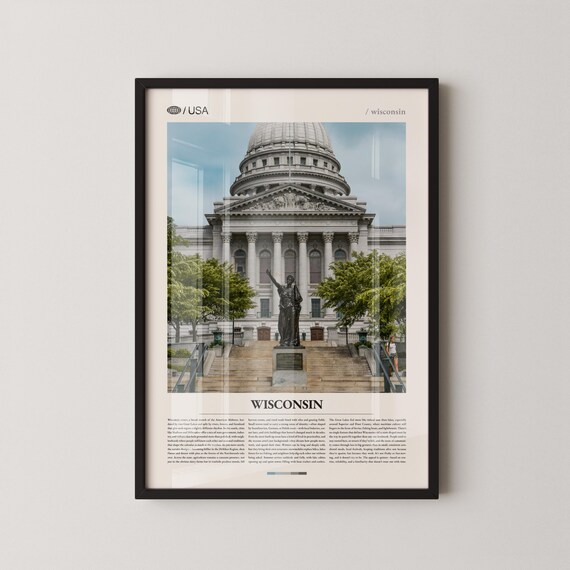 Wisconsin State Capitol Dome Columns Landmark Photo Art Poster
