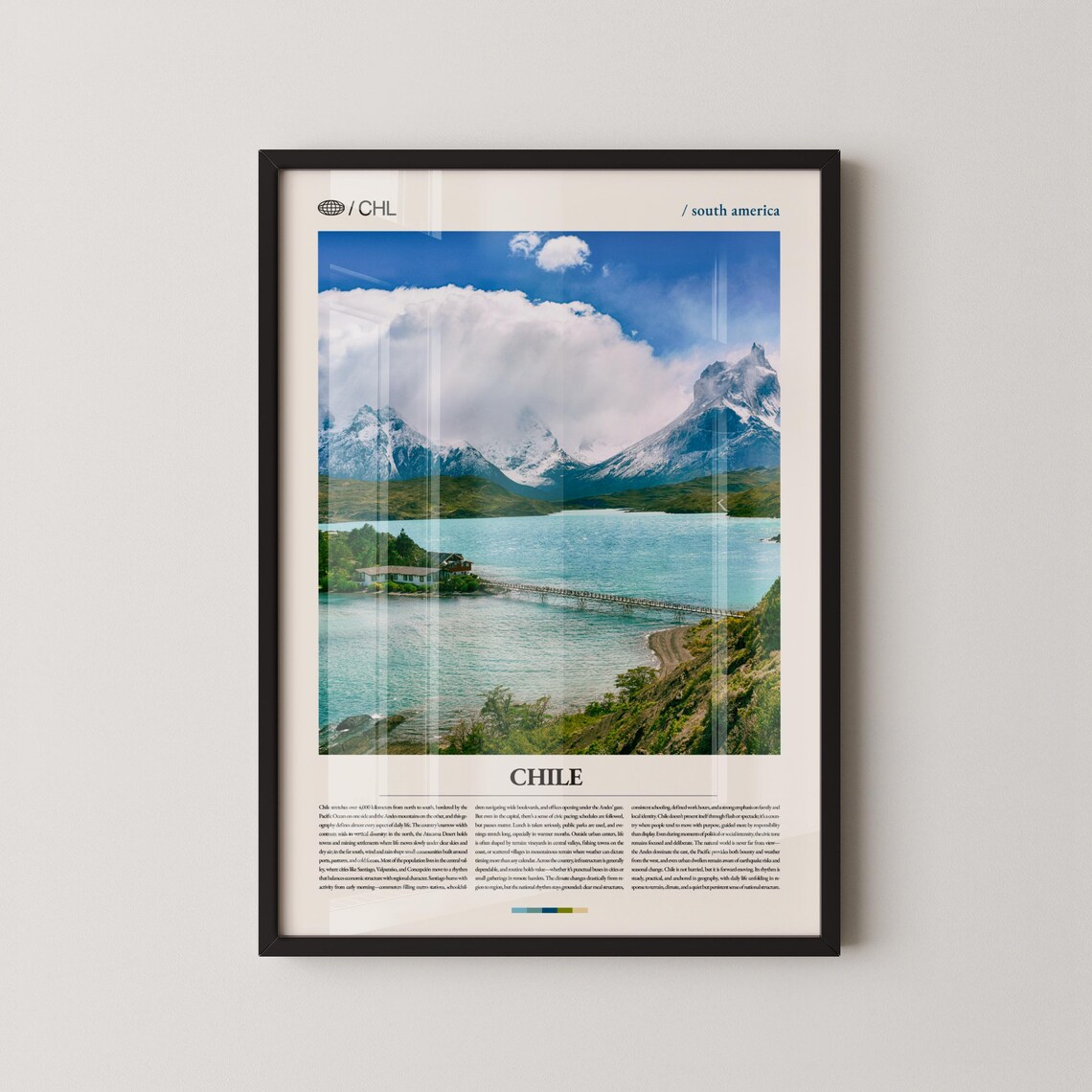 Chile Patagonia Torres del Paine Lake Editorial Photo Poster