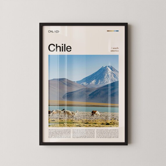 Chile Print Wall Art Poster South America Landscape Photography Andean Mountains Decor