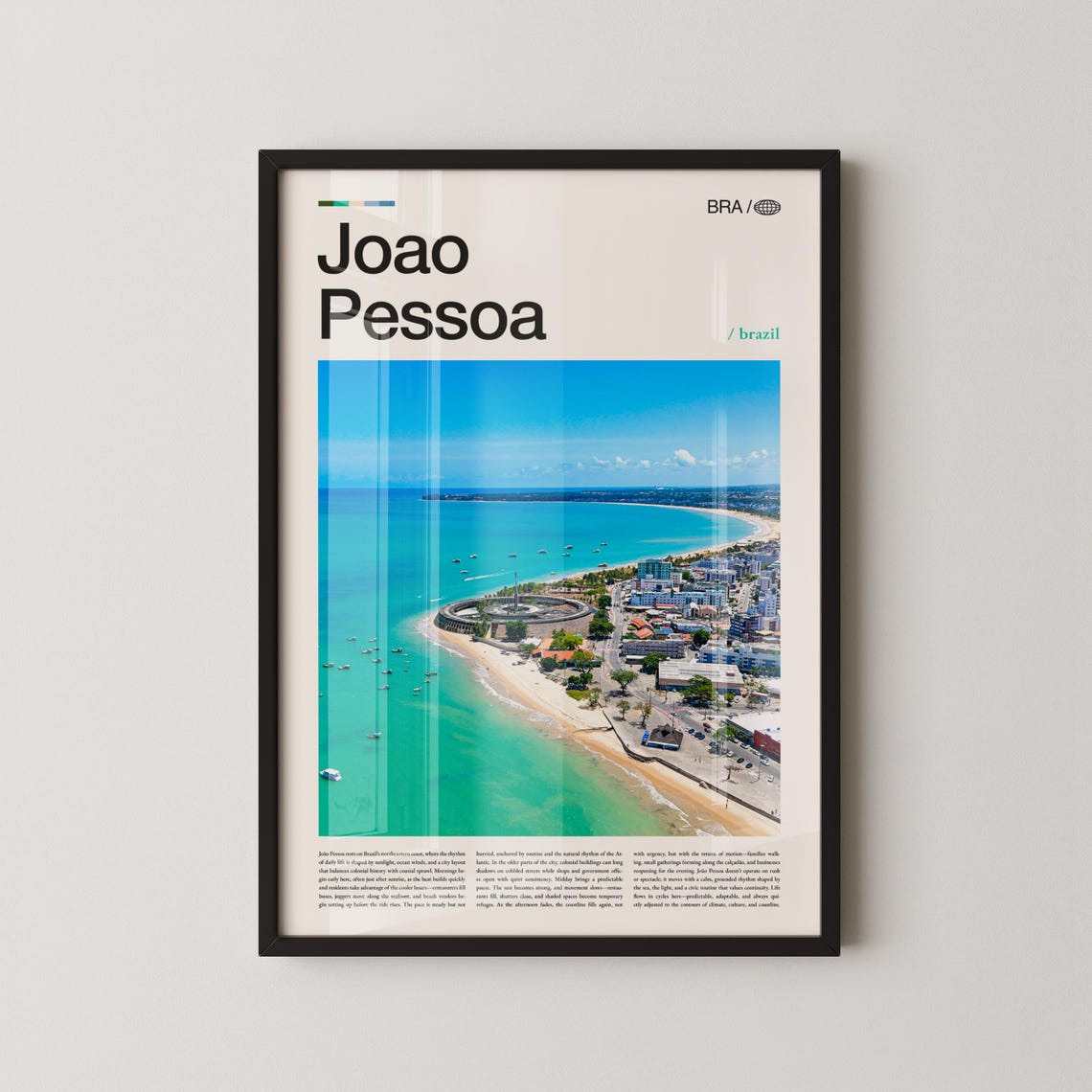 Joao Pessoa Brazil Aerial Beach Coast Photography Travel Poster