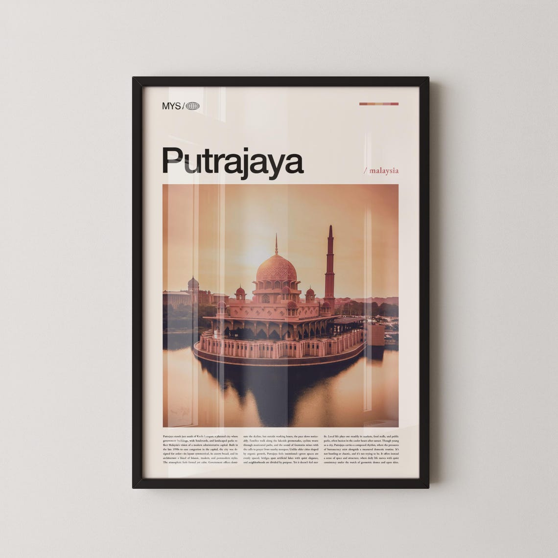 Putrajaya Malaysia Pink Putra Mosque Sunset Reflection Poster