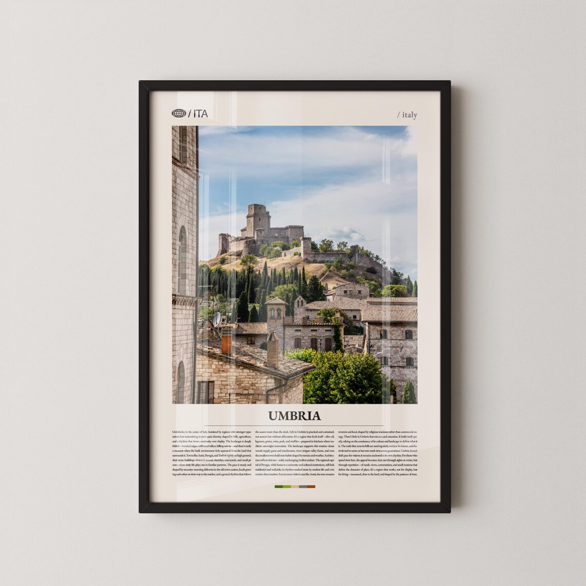 Umbria Italy Medieval Hill Town Fortress Travel Photo Poster
