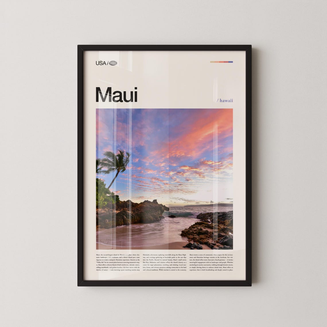 Maui Hawaii Violet Sunset Shoreline Waves Tropical Photo Poster