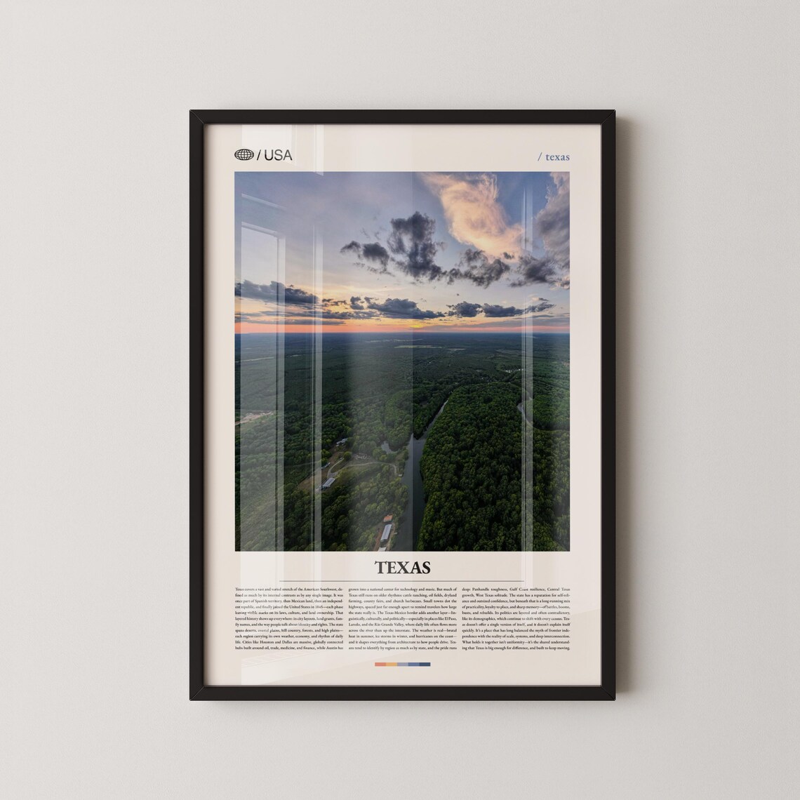 Texas Sunset Aerial Landscape Over Pine Forest River Photography Poster