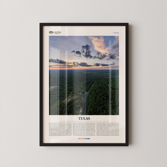 Texas Sunset Aerial Landscape Over Pine Forest River Photography Poster