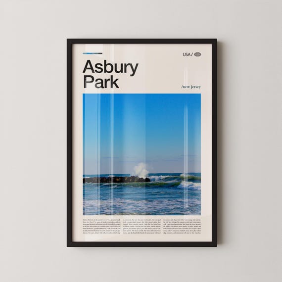 Asbury Park Print New Jersey Wall Art Poster Photo Boardwalk Scene Coastal Charm Decor