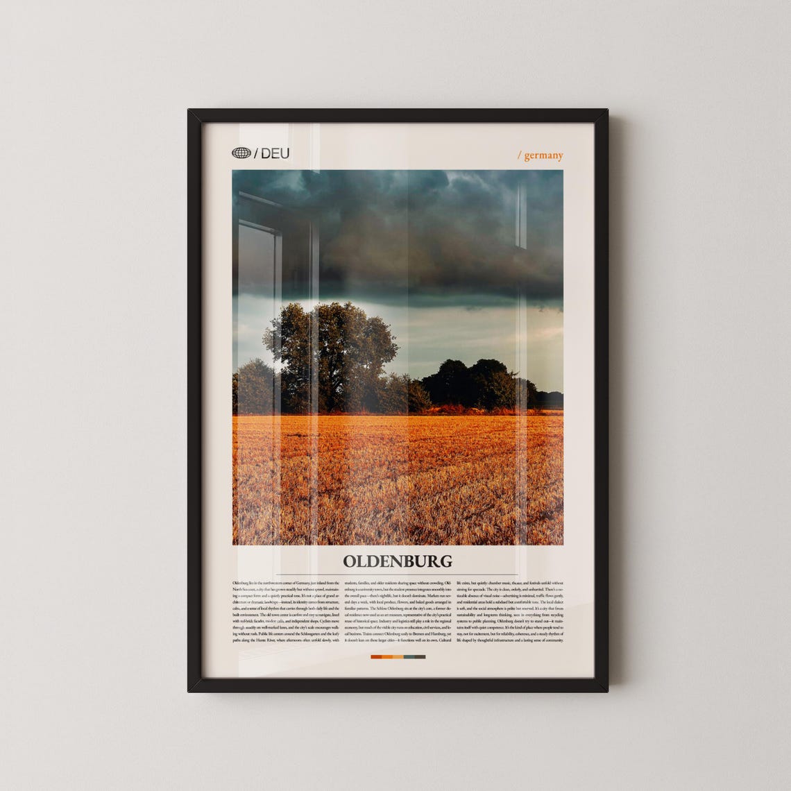Oldenburg Germany Golden Field Storm Sky Photography Travel Poster
