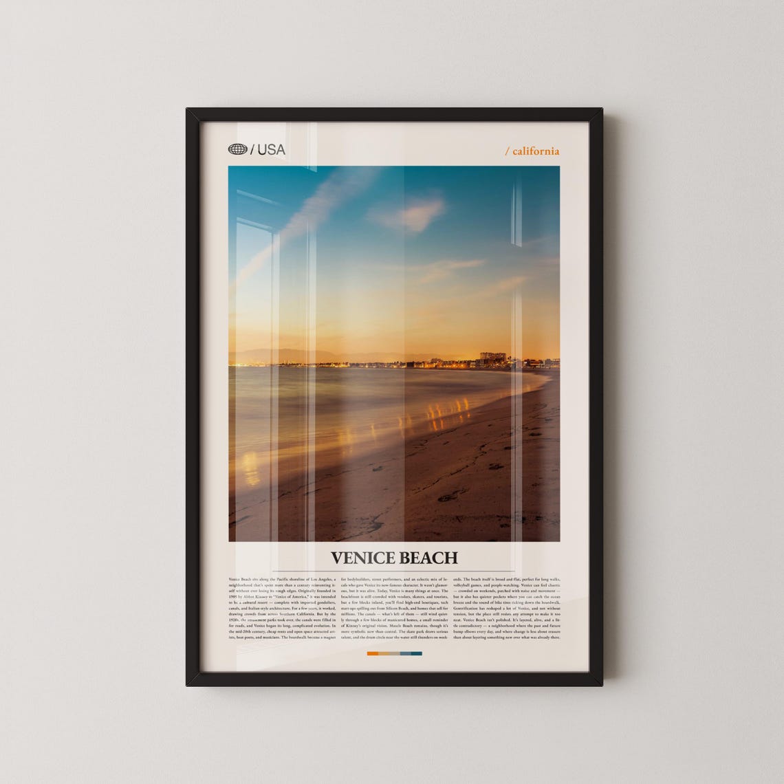 Venice Beach California Ocean Sunset Shoreline Photo Travel Poster