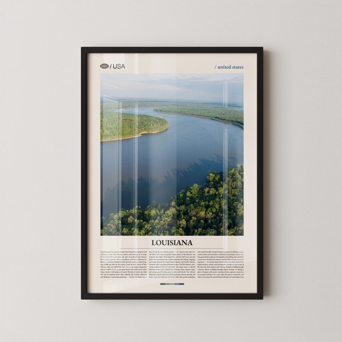 Louisiana Mississippi River Aerial Nature Photography Poster