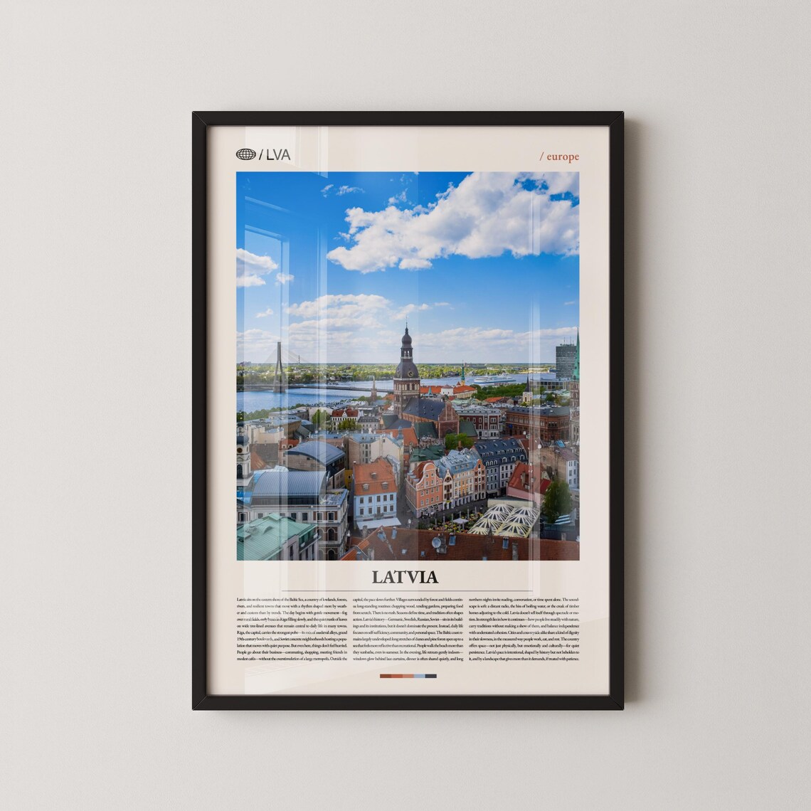 Latvia Riga Old Town Aerial Cityscape Editorial Travel Poster