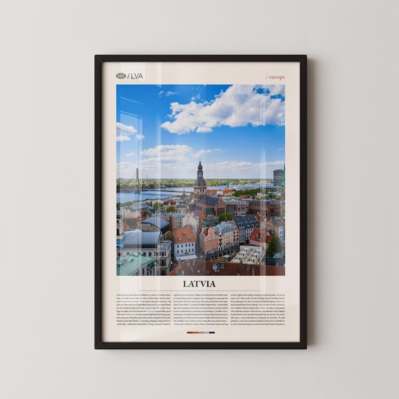 Latvia Riga Old Town Aerial Cityscape Editorial Travel Poster