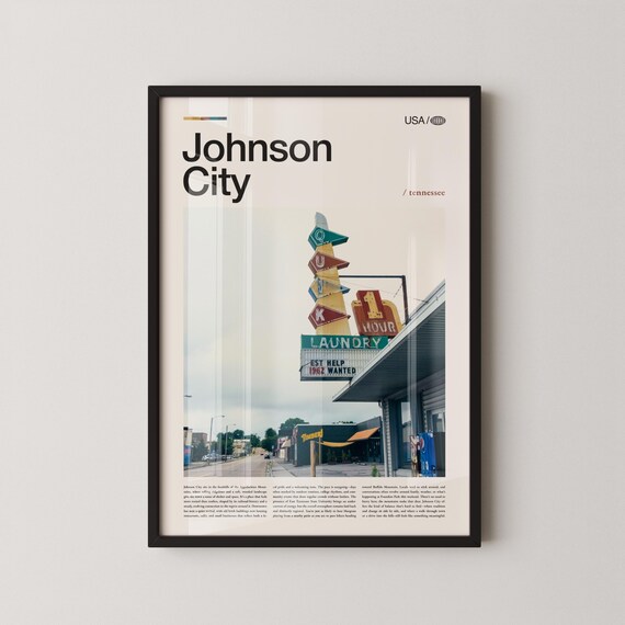 Johnson City Tennessee Retro Neon Motel Signage Street Travel Poster
