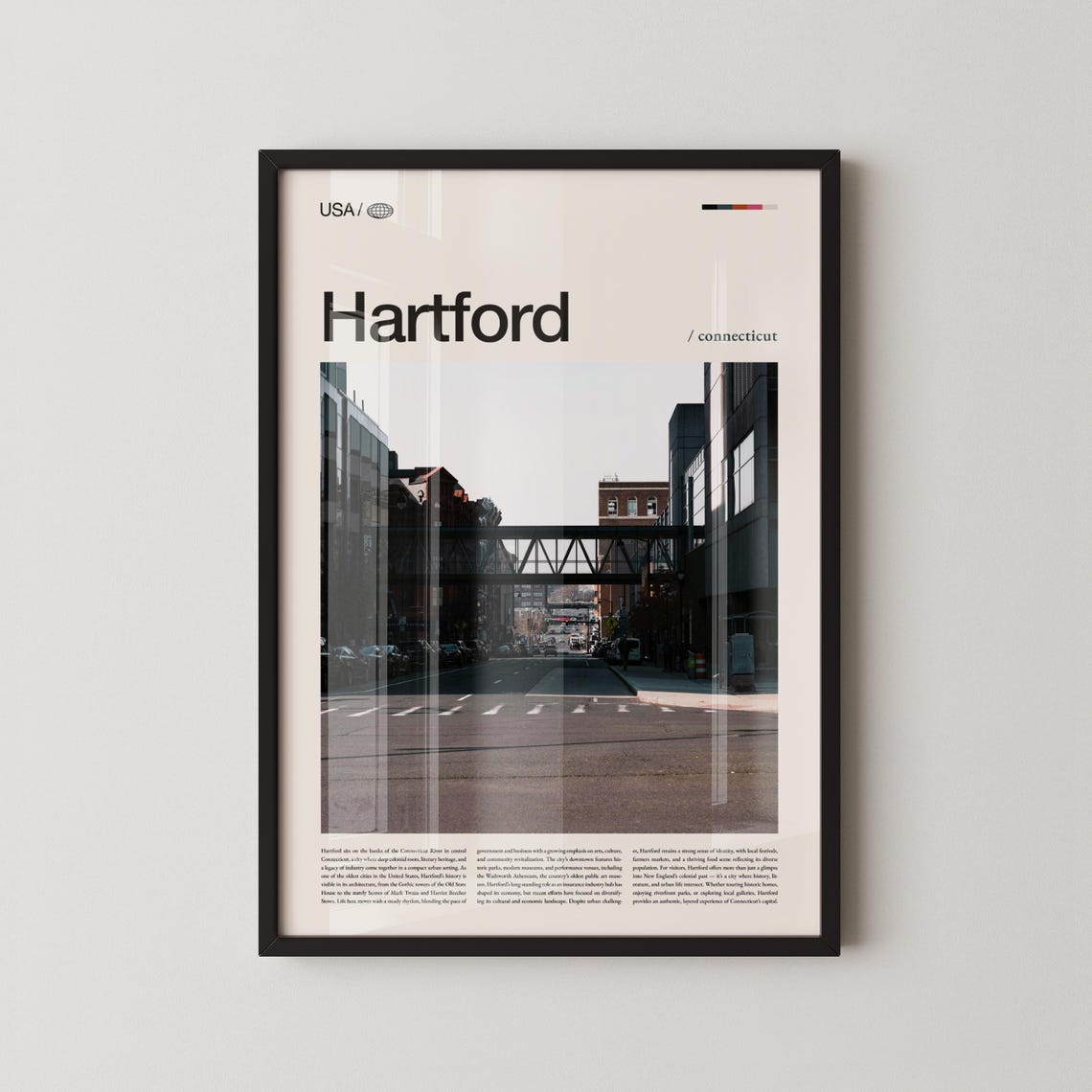 Hartford Connecticut Downtown Skybridge Street Photography Poster