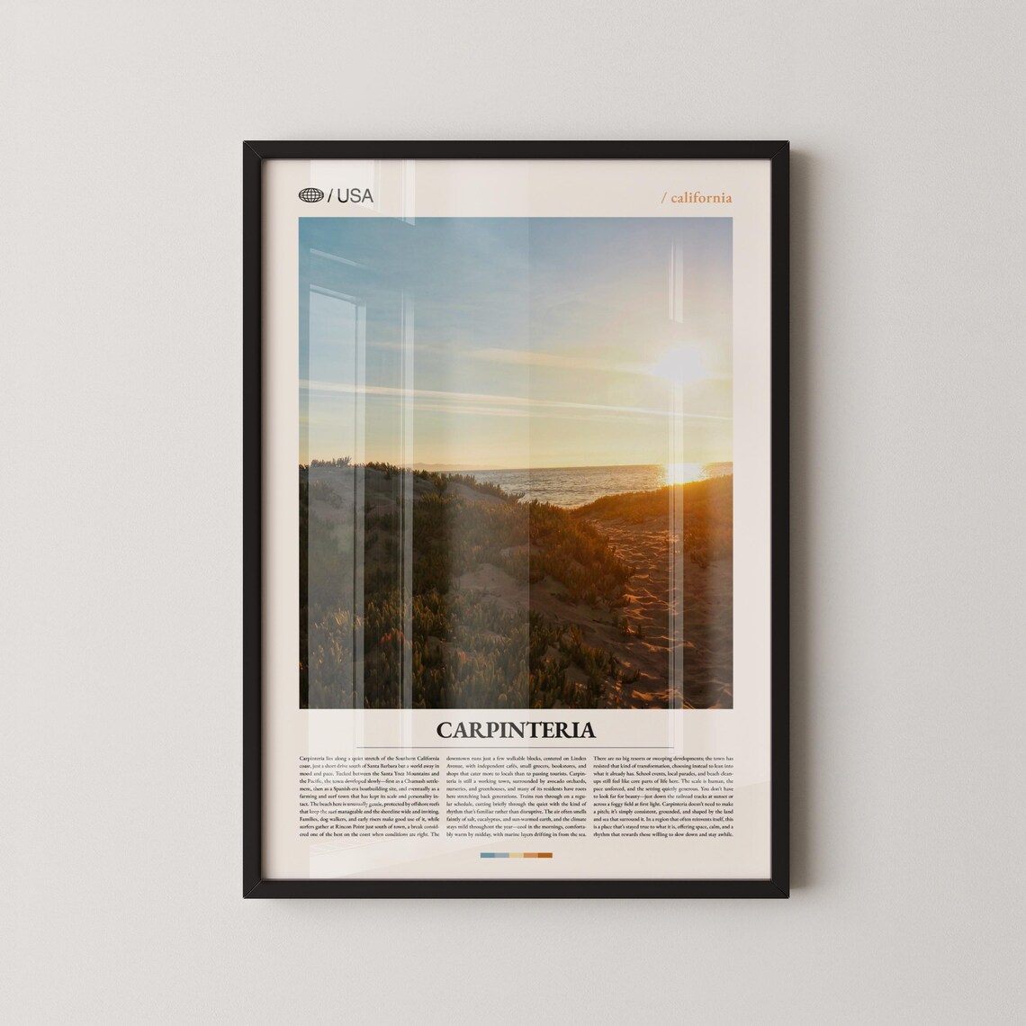 Carpinteria California Ocean Sunset Hillside Photo Travel Poster