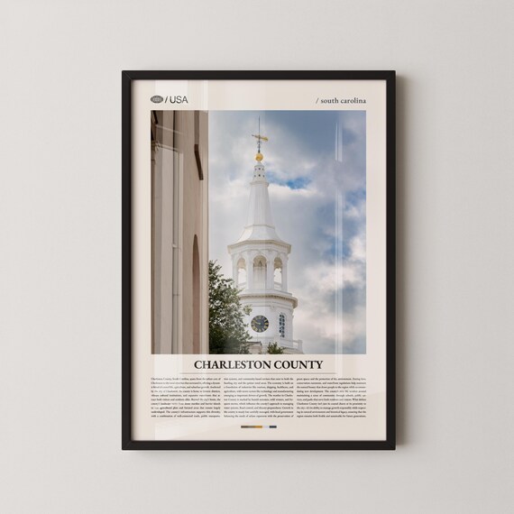 Charleston County South Carolina White Church Steeple Poster
