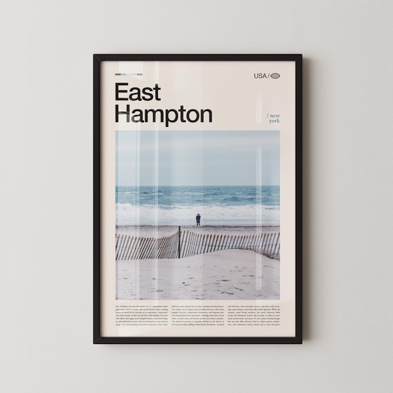 East Hampton New York Ocean Beach Dune Fence Scene Travel Poster