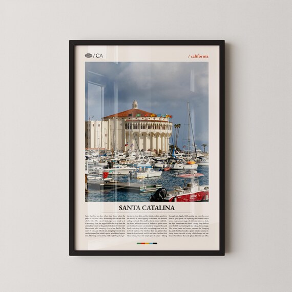 Santa Catalina Island Avalon Casino Flagged Rotunda Travel Poster