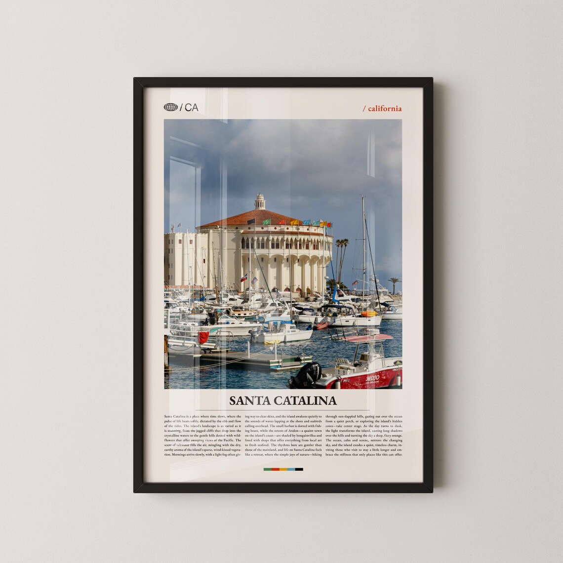 Santa Catalina Island Avalon Casino Flagged Rotunda Travel Poster