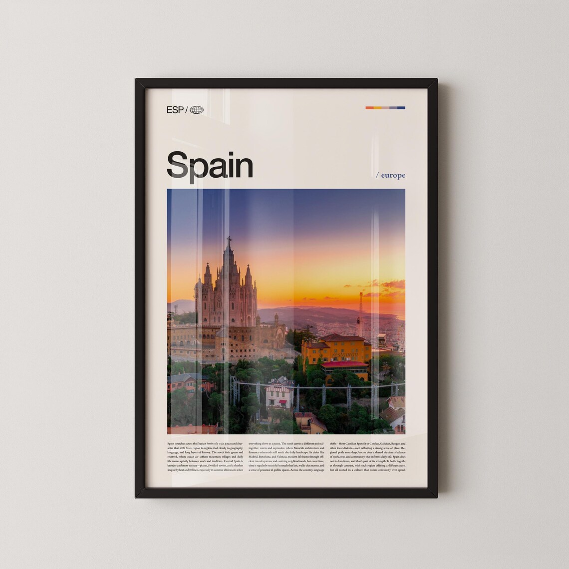 Spain Sunset Cathedral Skyline Travel Photography Europe Poster