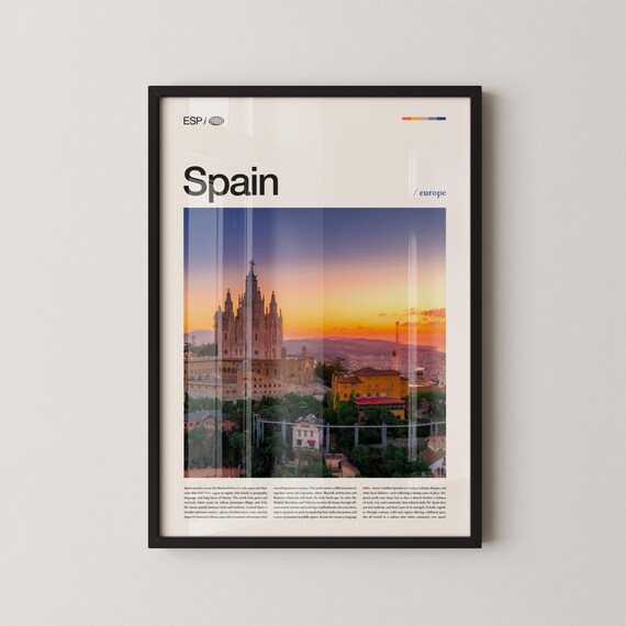 Spain Sunset Cathedral Skyline Travel Photography Europe Poster