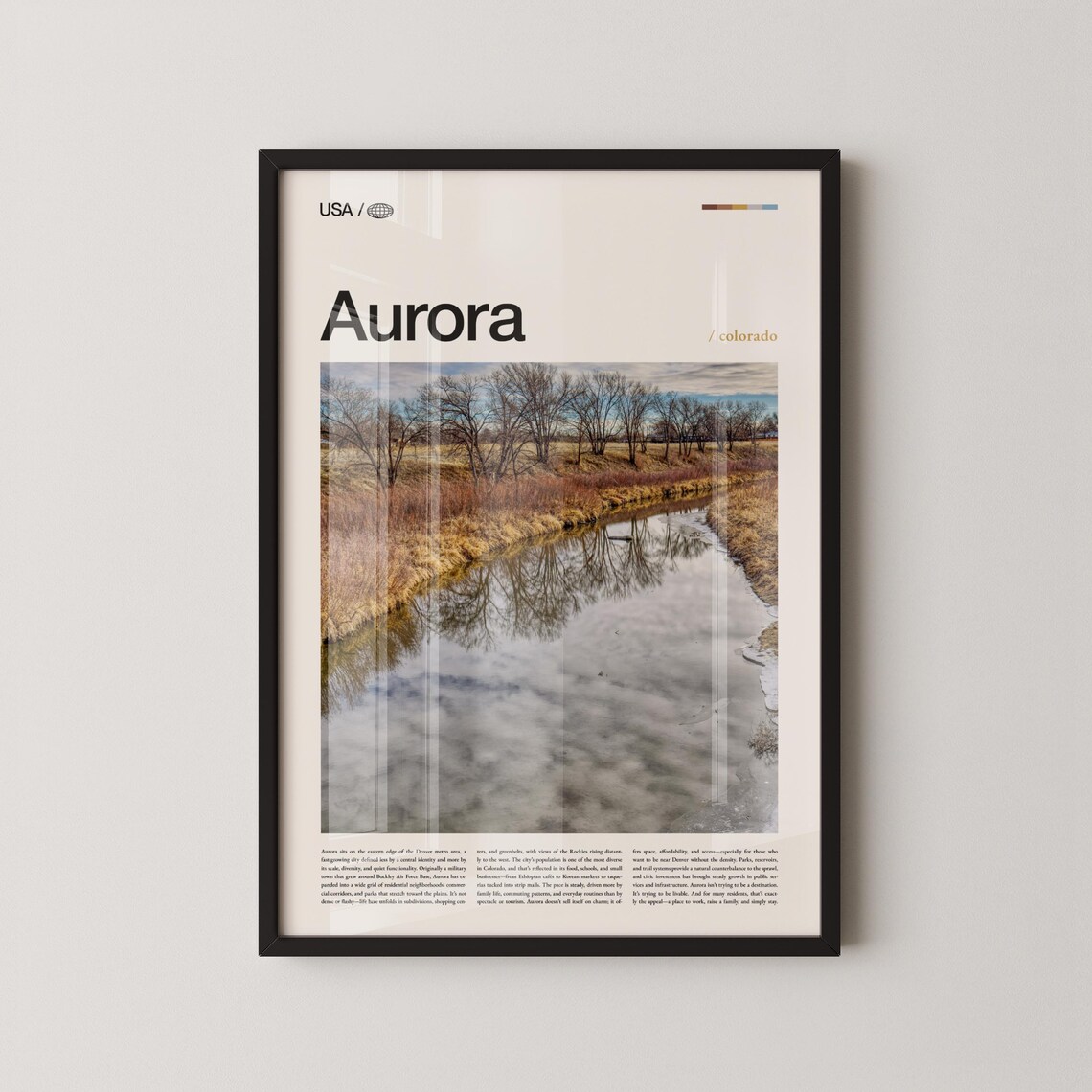 Aurora Colorado Creek Reflection Landscape Photo Travel Poster
