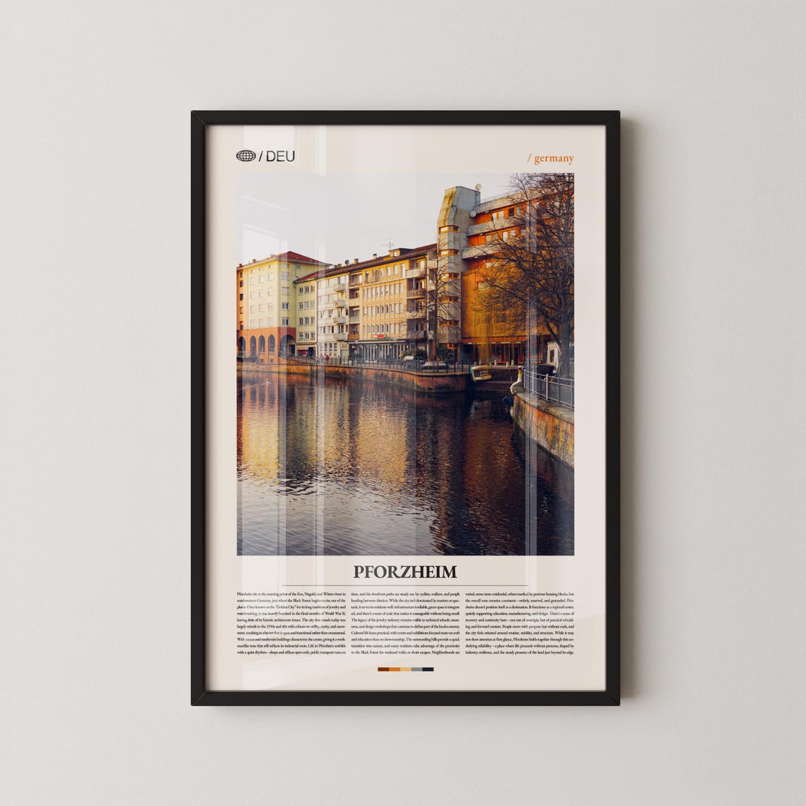 Pforzheim Germany River Cityscape Modern Editorial Travel Poster