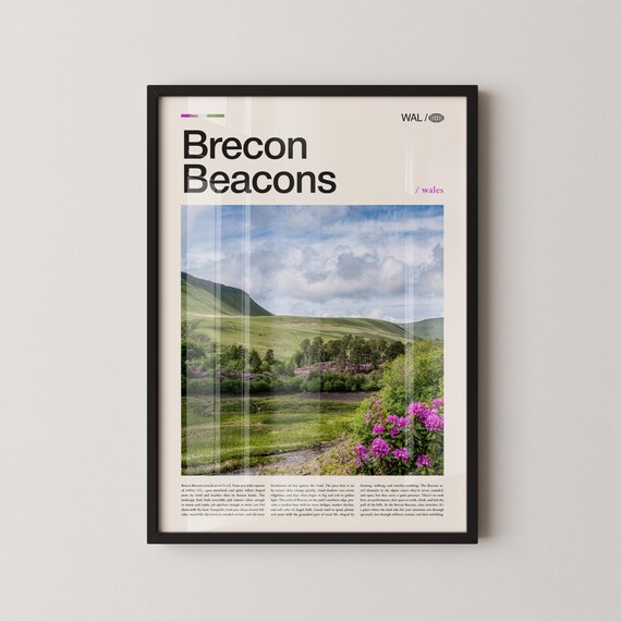 Brecon Beacons Wales Mountain Photography Travel Poster Summer