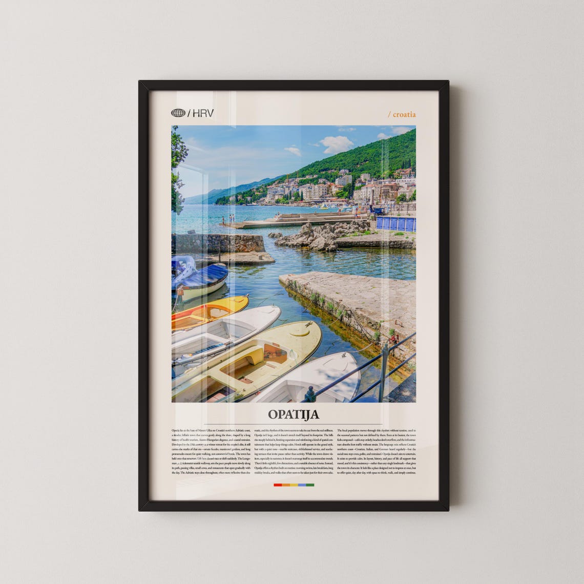 Opatija Croatia Adriatic Seaside Harbor Boats Travel Photo Poster