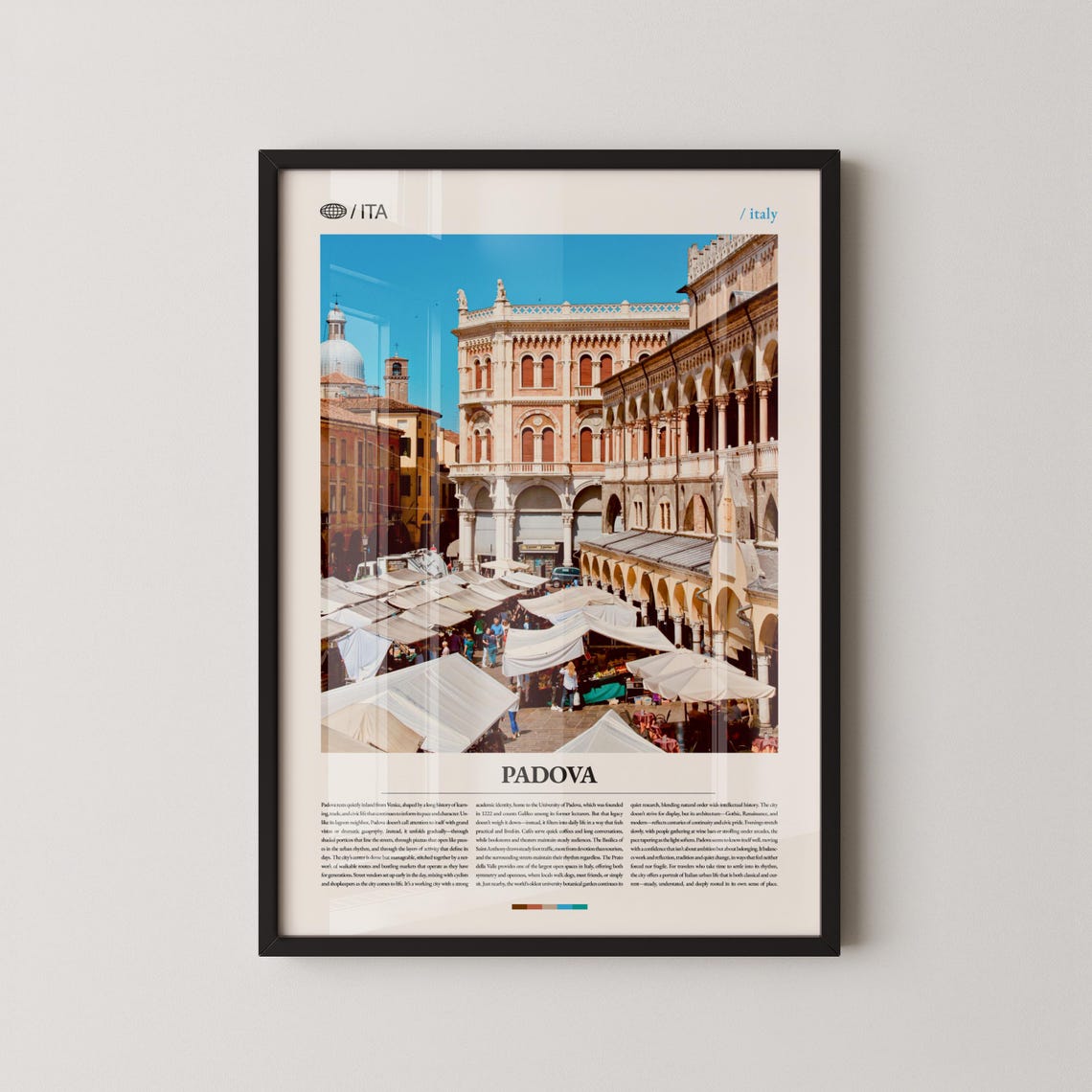 Padova Italy Photography Poster with Historic Market Square and Arches