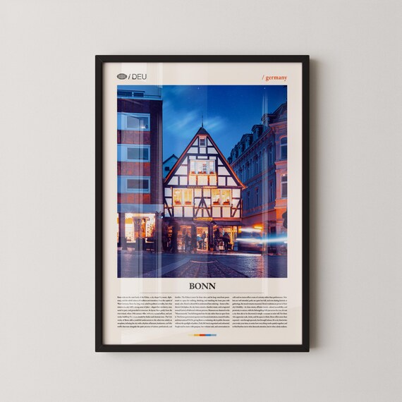 Bonn Germany Night Half Timbered House City Photo Travel Poster