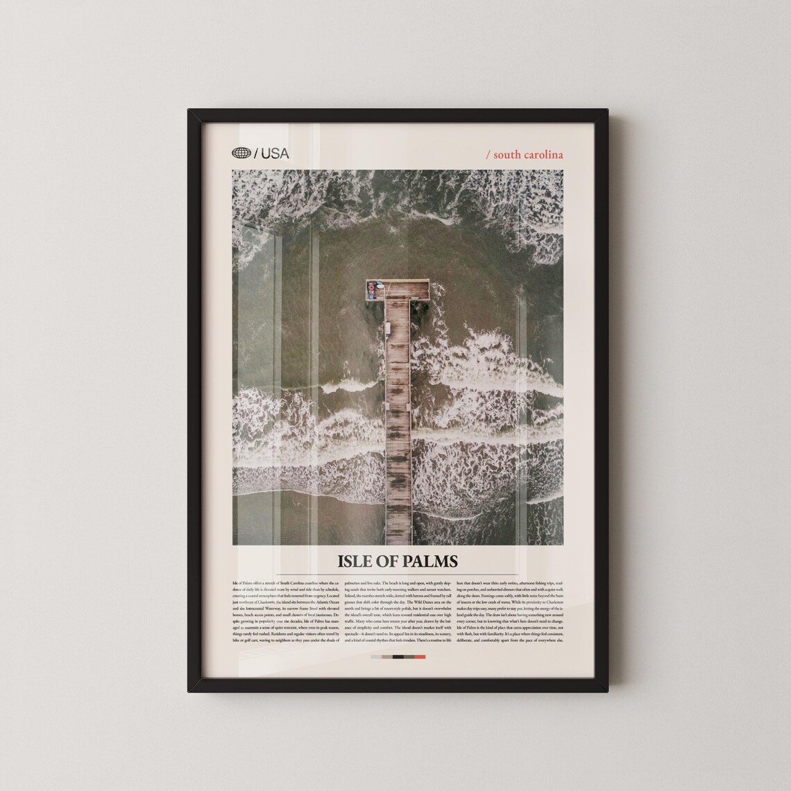 Isle Of Palms South Carolina Travel Poster, Coastal Scene