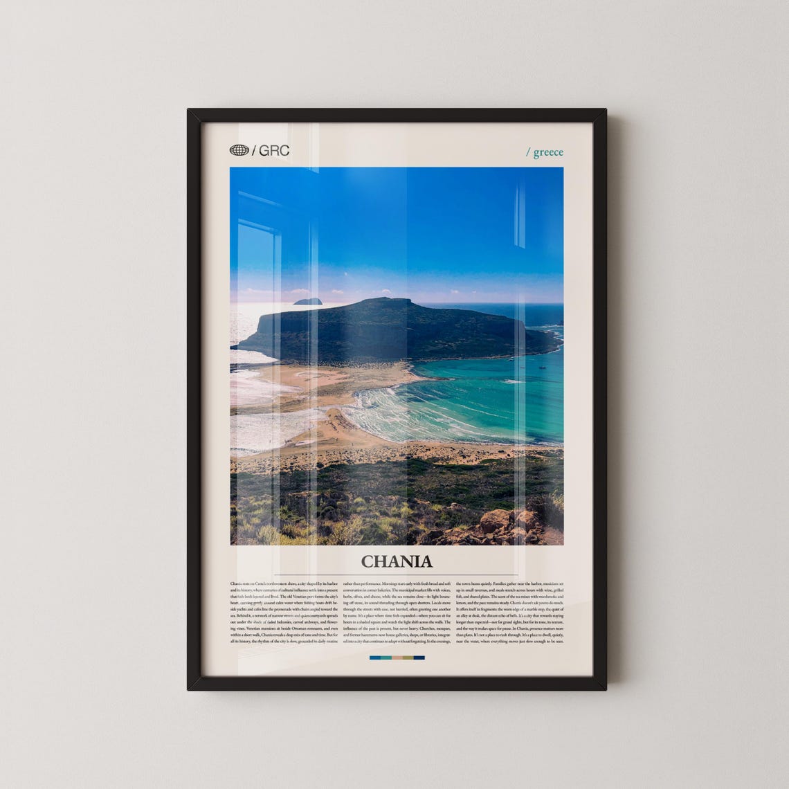 Chania Greece Crete Beach Aerial Panorama Seaside Travel Poster