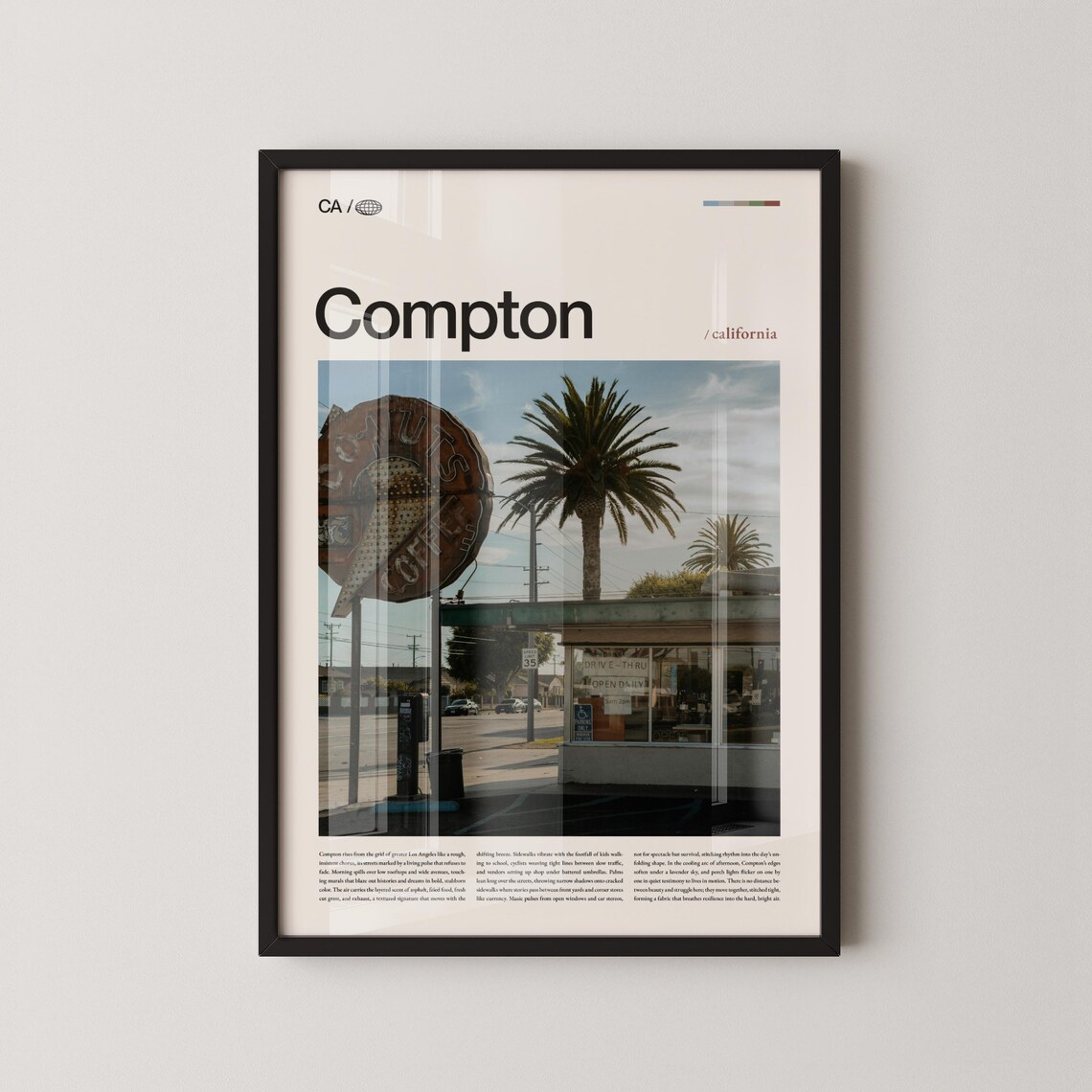 Compton California Vintage Donut Shop Drive Thru Retro Photo Poster