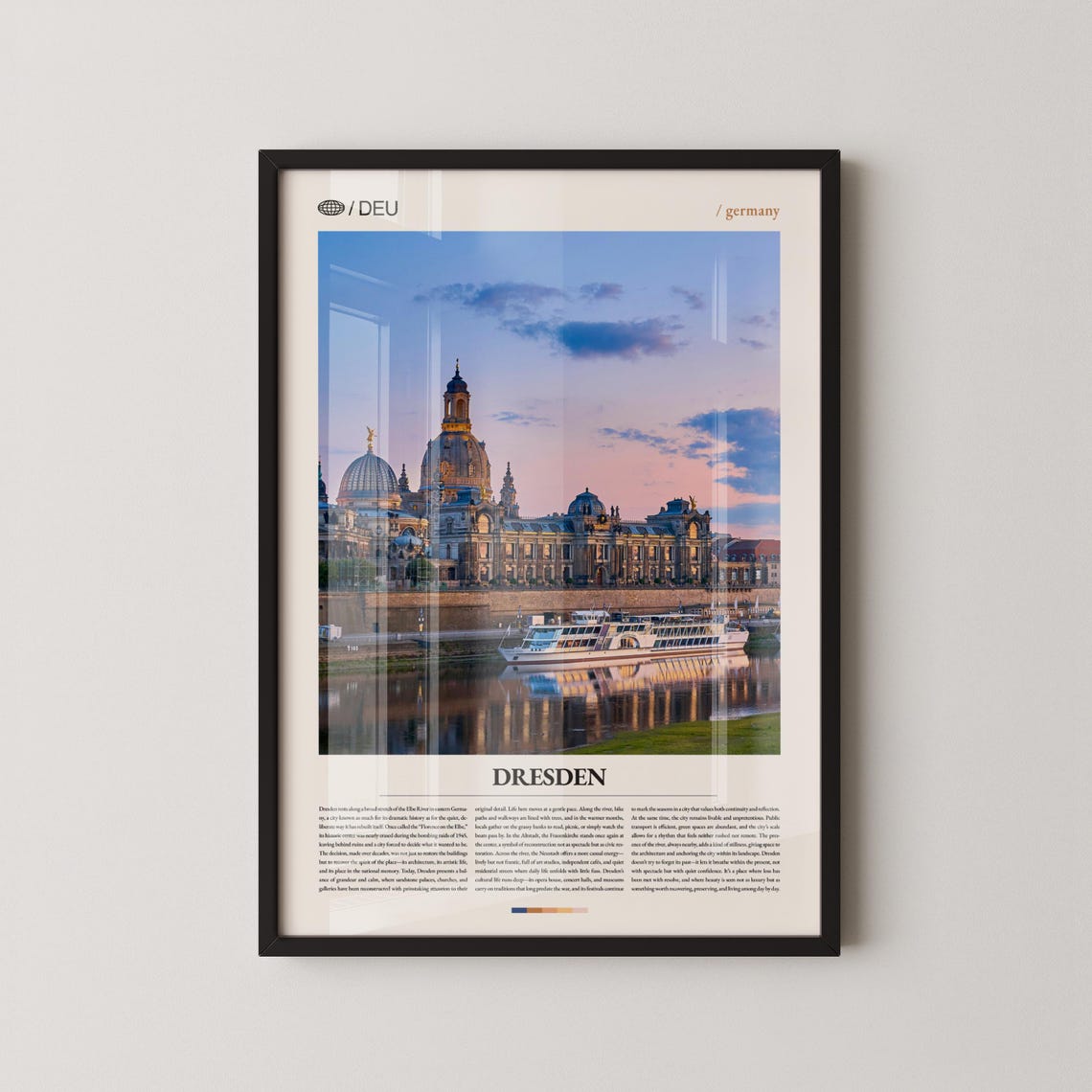 Dresden Germany Baroque Sunset Cityscape Elbe River Travel Poster