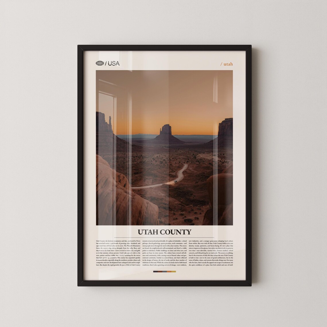 Utah County Desert Sunset Winding Red Rock Road Photo Travel Poster