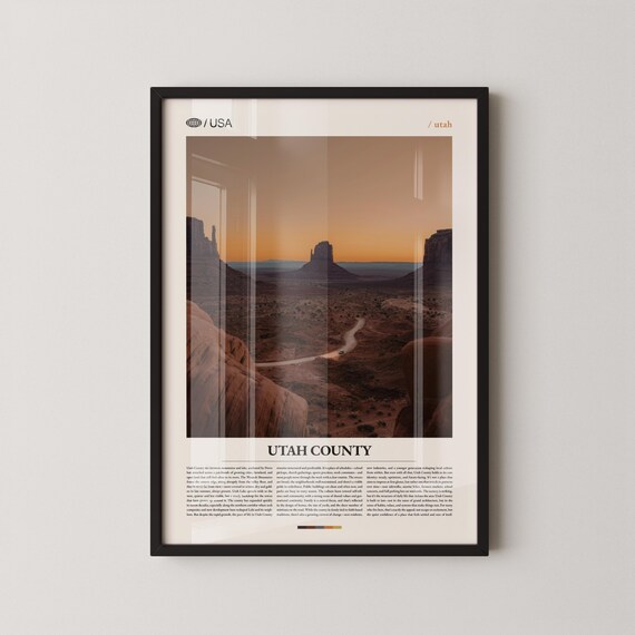 Utah County Desert Sunset Winding Red Rock Road Photo Travel Poster