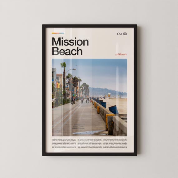 Mission Beach Print Black And White Queensland Wall Art Poster Photo Australia