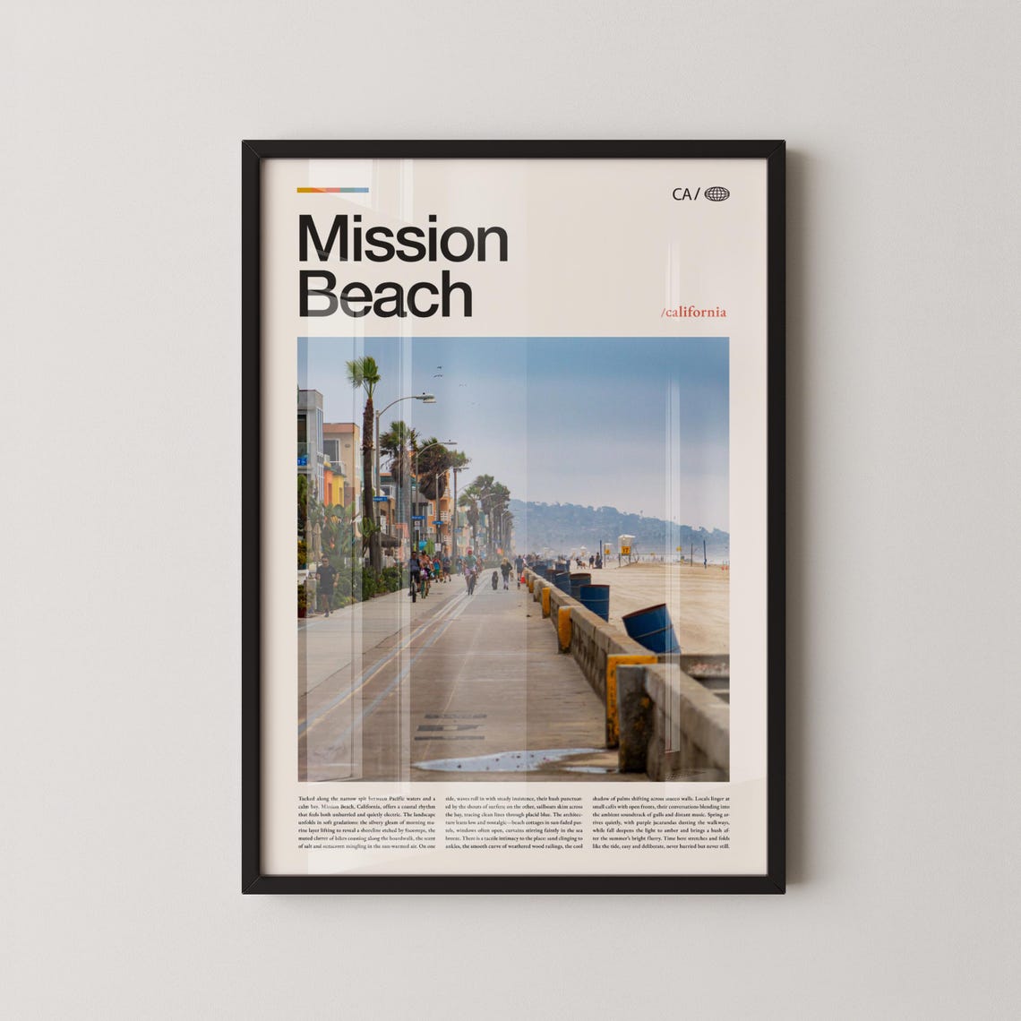 Mission Beach California Oceanfront Boardwalk Editorial Photo Poster